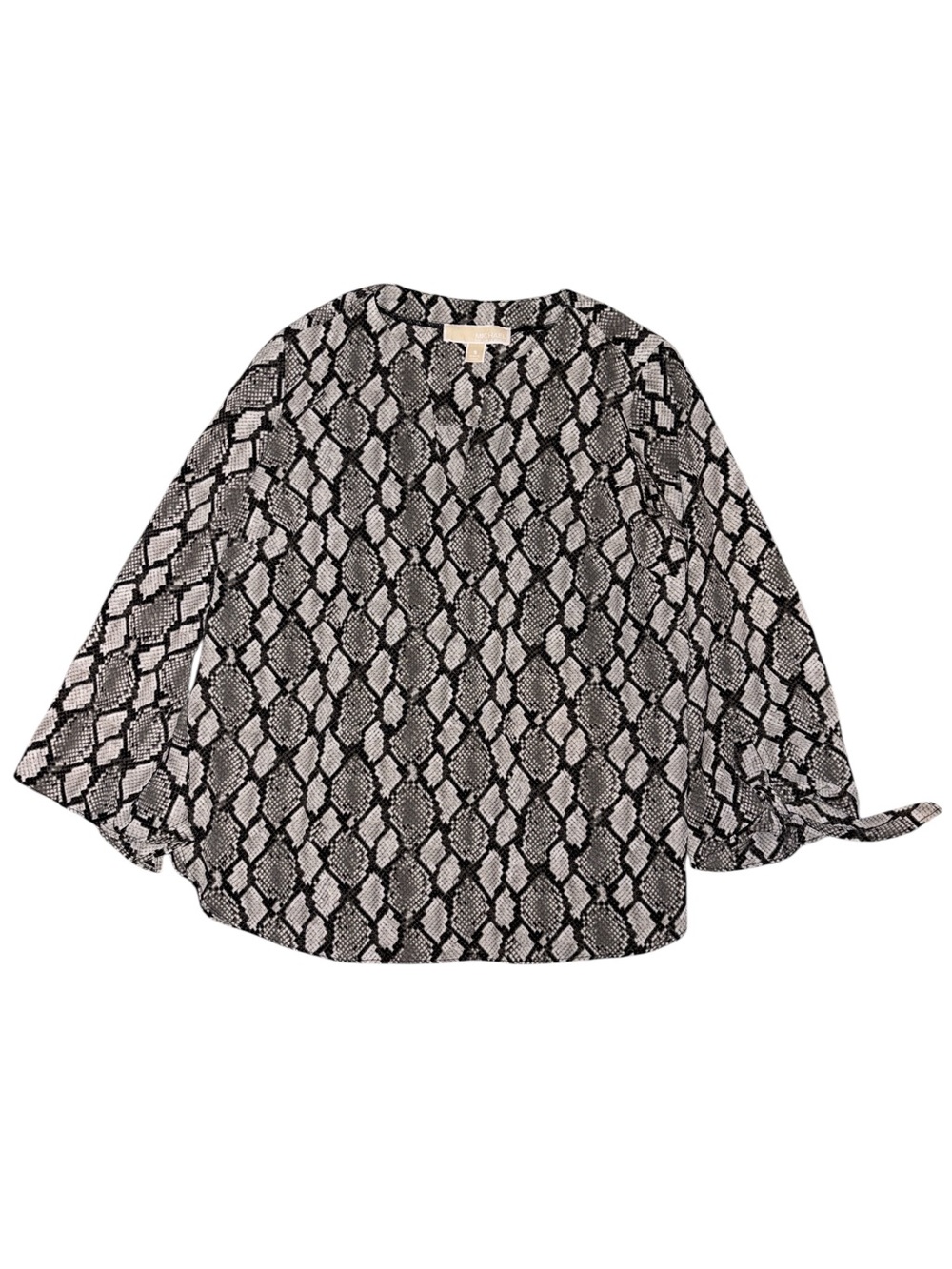 Michael Kors Black & White Snake-Print V-Neck Blouse